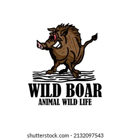 wild boar animal hand drawn illustration design vector
