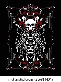 wild boar artwork illustration and t shirt design Premium Vector