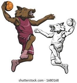 Wild Boar Basketball Mascot for sport teams.Ready for vinyl cutting.