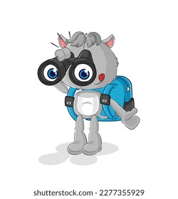 the wild boar with binoculars character. cartoon mascot vector