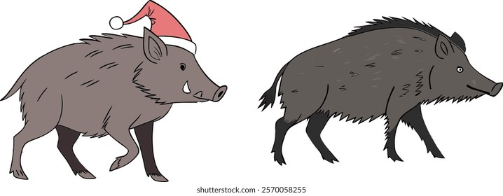 Wild boar bundle design art and illustrator eps