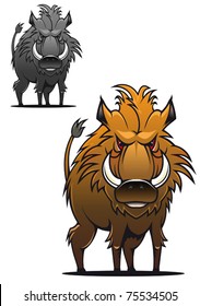 Wild boar in cartoon style as a tattoo or mascot - also as emblem, such a logo. Jpeg version also available in gallery