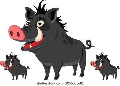 Wild boar cartoon vector art and illustration