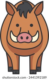 Wild boar cartoon vector Illustration