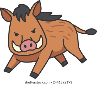 Wild boar cartoon vector Illustration