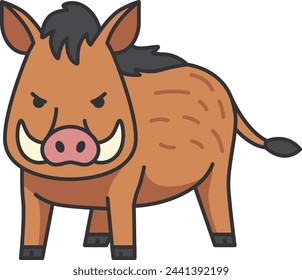 Wild boar cartoon vector Illustration