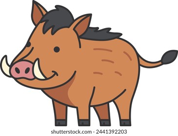 Wild boar cartoon vector Illustration