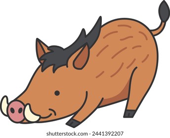 Wild boar cartoon vector Illustration