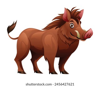 Wild boar cartoon vector illustration isolated on white background