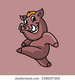 wild boar cartoon vector illustration design