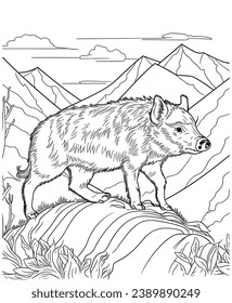 Wild Boar Coloring Illustrations and Vectors