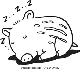 Wild boar doodle cartoon kawaii anime coloring page cute illustration clipart character chibi manga comic drawing