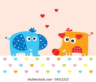 wild boar and elephant couple
