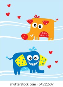 wild boar and elephant couple