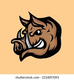 Wild Boar Esports Logo Cartoon Mascot Vector Design