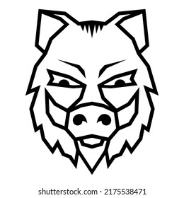 wild boar face character logo vector