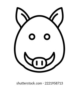 Wild Boar, Wild Boar Face Icon Logo Design Vector Template Illustration Sign And Symbol Pixels Perfect