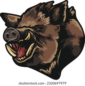 Wild Boar Face Illustration. Wild. Face. Vector