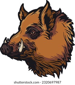 Wild Boar Face Illustration. Wild. Face. Vector