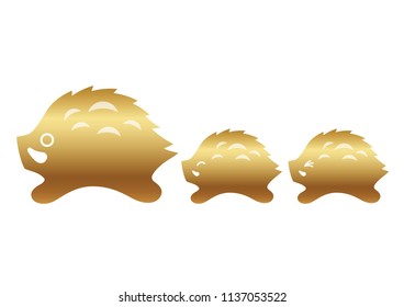 Wild boar family icon for the year of the wild boar a new year’s card, vector illustration.