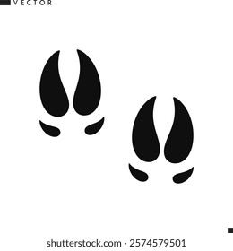 Wild boar footprint silhouette. Animal footprint vector. Pig paw print 