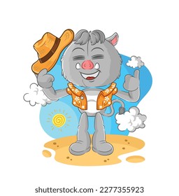 the wild boar go on vacation. cartoon mascot vector