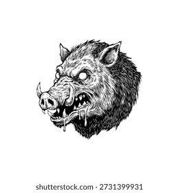 Wild boar hand drawn vector illustration
