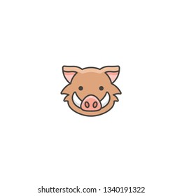 wild boar head icon on a white background