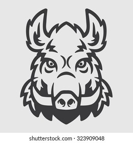 Wild Boar Head Logo Mascot Emblem