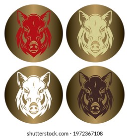 Wild Boar Head Vector illustration. Wild Hog Or Boar Logo Icon. Pig Head Icon

