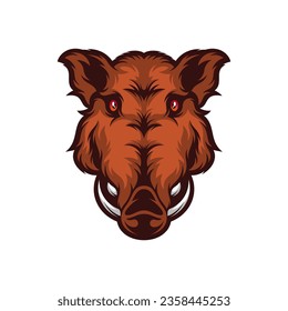 Wild Boar Head vector illustration design. Wild Boar logo design Template.