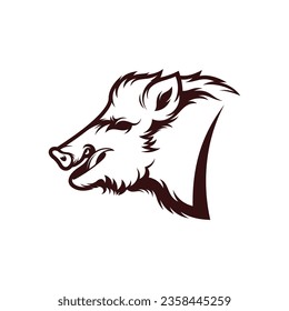 Wild Boar Head vector illustration design. Wild Boar logo design Template.