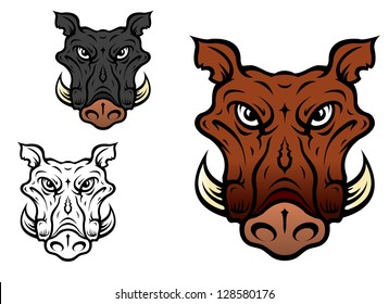 Wild boar or hog in cartoon style for sports team mascot, such as idea of logo. Jpeg version also available in gallery