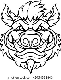 A wild boar hog razorback warthog sports mascot cartoon pig character