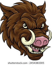 A wild boar hog razorback warthog sports mascot cartoon pig character