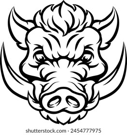 A wild boar hog razorback warthog sports mascot cartoon pig character