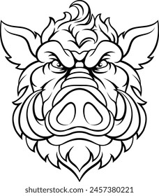 A wild boar hog razorback warthog sports mascot cartoon pig character