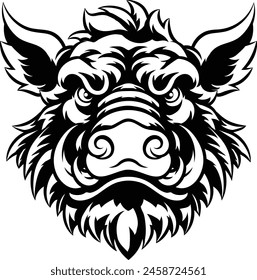 A wild boar hog razorback warthog sports mascot cartoon pig character