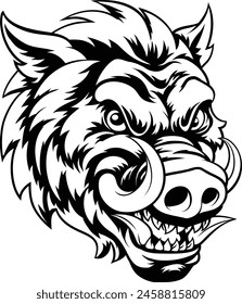 A wild boar hog razorback warthog sports mascot cartoon pig character