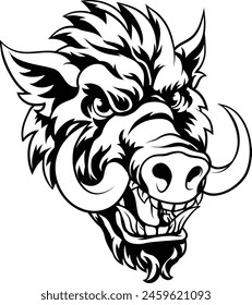 A wild boar hog razorback warthog sports mascot cartoon pig character