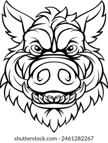 A wild boar hog razorback warthog sports mascot cartoon pig character