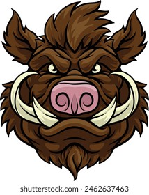 A wild boar hog razorback warthog sports mascot cartoon pig character