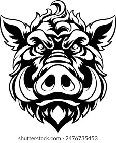 A wild boar hog razorback warthog sports mascot cartoon pig character