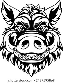 A wild boar hog razorback warthog sports mascot cartoon pig character