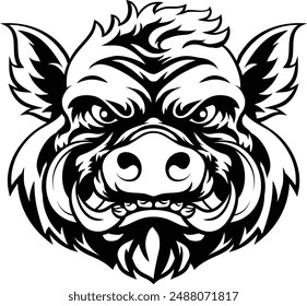 A wild boar hog razorback warthog sports mascot cartoon pig character