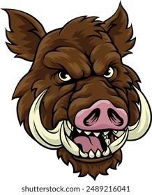 A wild boar hog razorback warthog sports mascot cartoon pig character