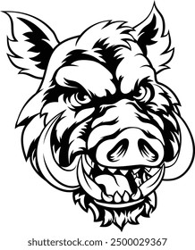 A wild boar hog razorback warthog sports mascot cartoon pig character