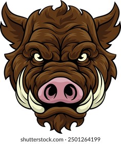 A wild boar hog razorback warthog sports mascot cartoon pig character