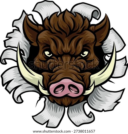 A wild boar, hog razorback warthog pig mean tough cartoon sports mascot