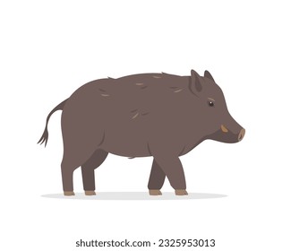 Wildschweine-Symbol. Ständiges braunes Waldtier. Flache Vektorgrafik von Bären oder Wildschweinen, einzeln auf weißem Hintergrund.